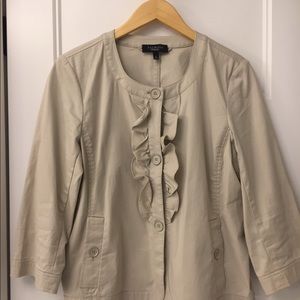 Talbots beige ruffle jacket size 14
